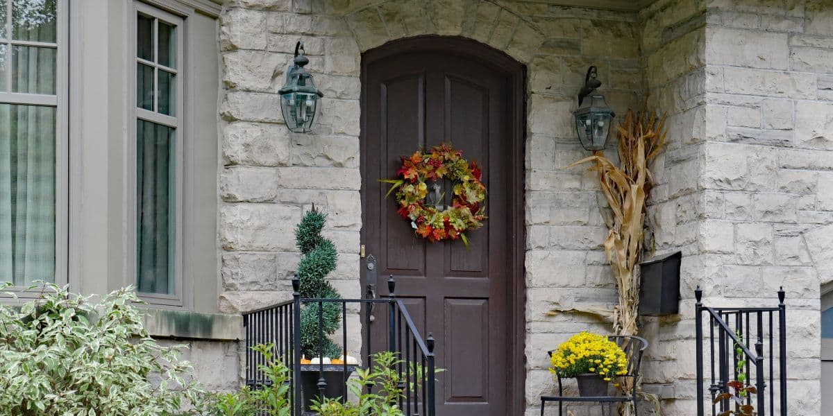 wreath hanging on a door